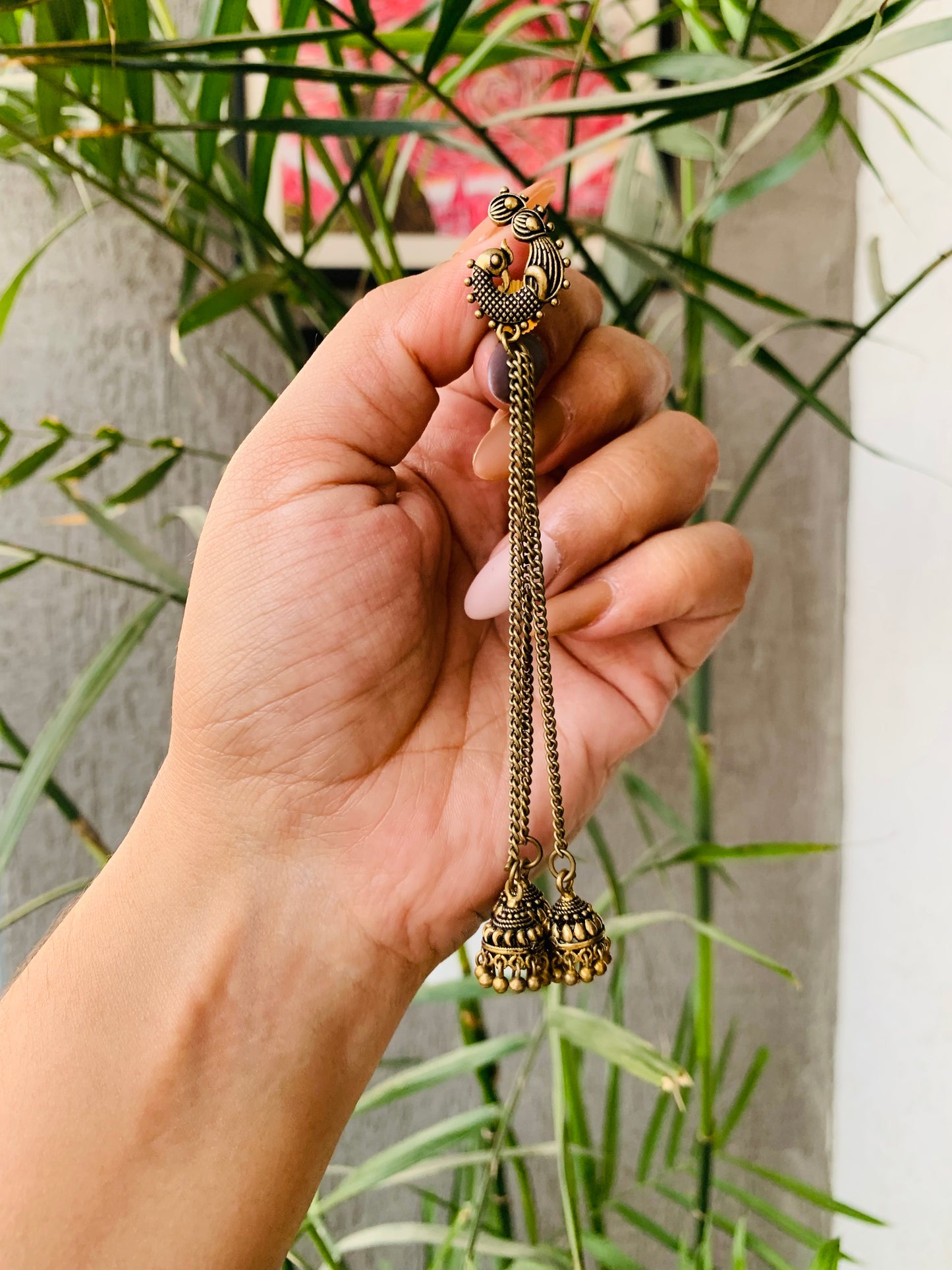 Peacock Triple Chain Jhumki