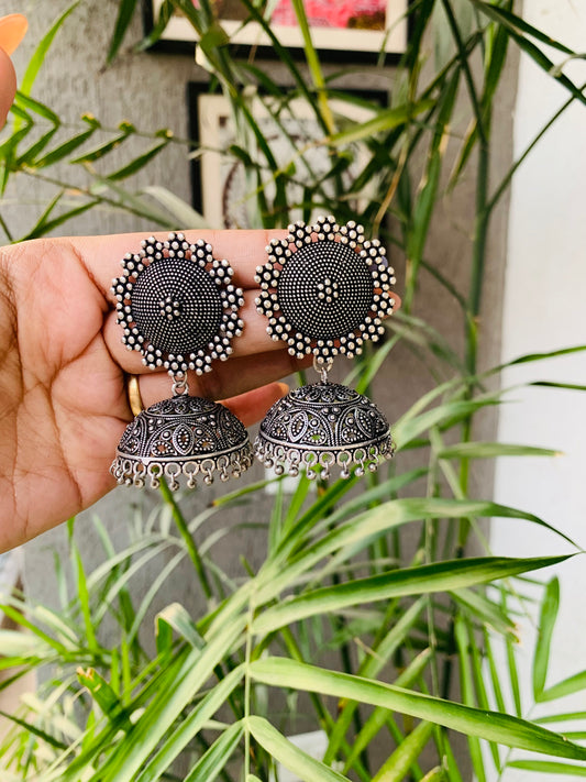 Big Flower Round Stud Jhumka