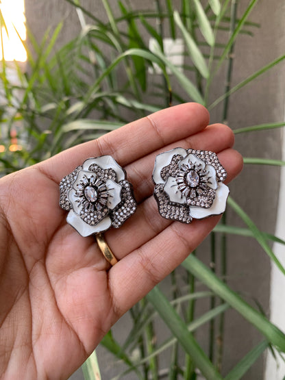 Rose Shaped White Victorian Stud