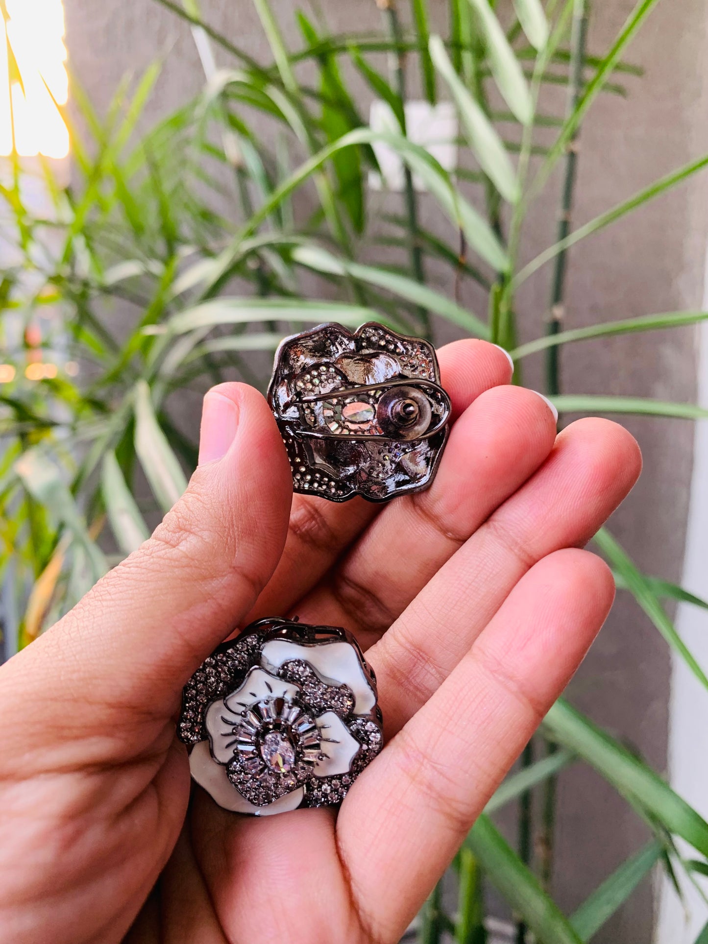 Rose Shaped White Victorian Stud