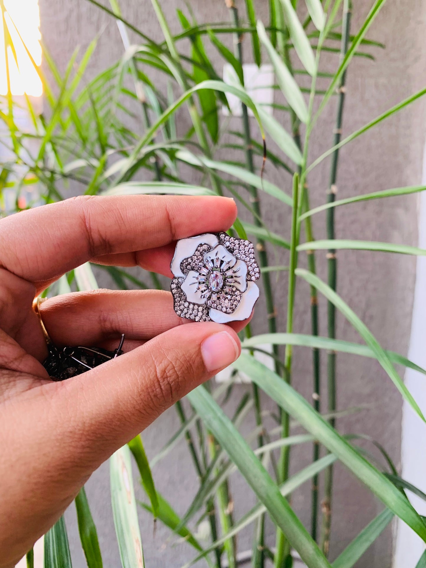 Rose Shaped White Victorian Stud