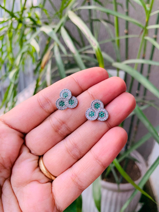 925 Sterling Silver Emerald Green Studs