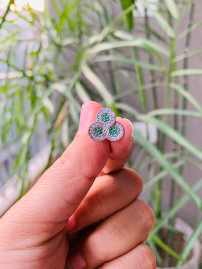 925 Sterling Silver Emerald Green Studs