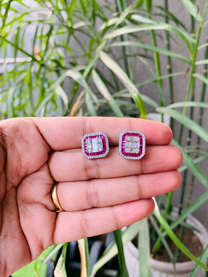 925 Sterling Silver Ruby Studs