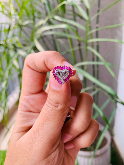 925 Sterling Silver Ruby Heart Shaped Studs