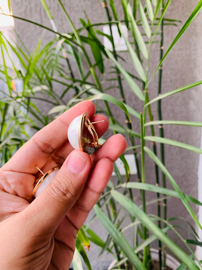 Half White Pearl Studs