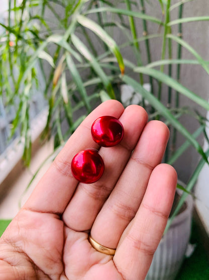 Matt Round Pearl Studs