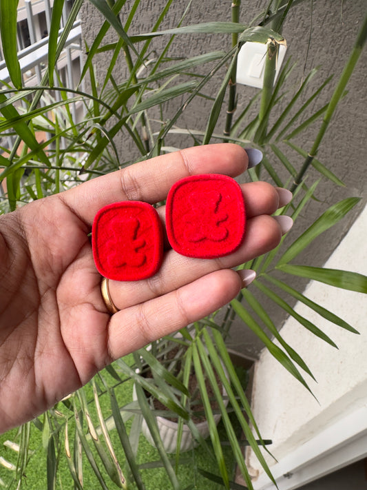 Red Teddy Bear Square Studs