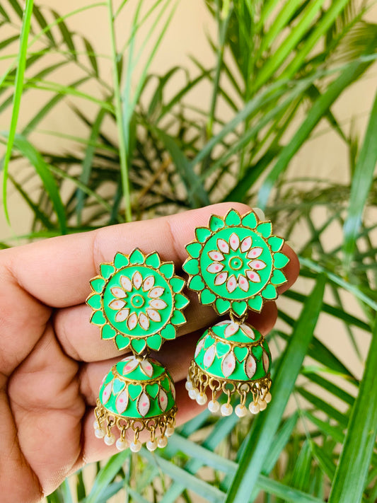 Parrot Green Stud Jhumka