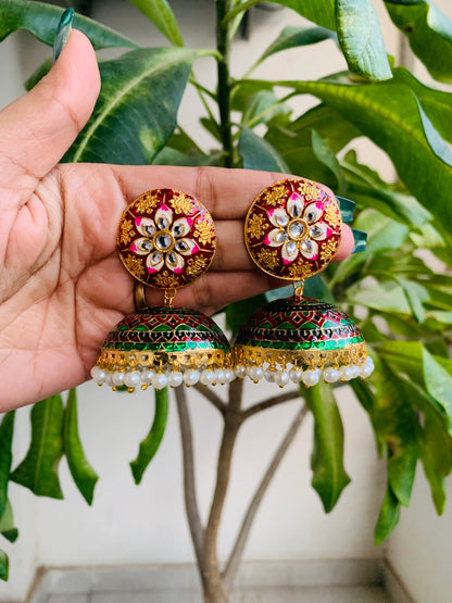 Meenakari Stud Jhumkas