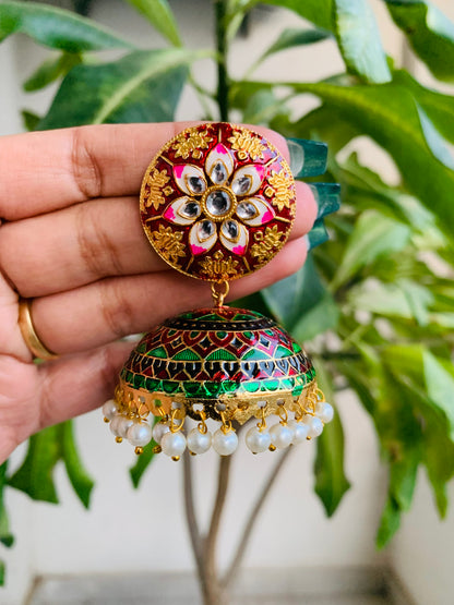 Meenakari Stud Jhumkas