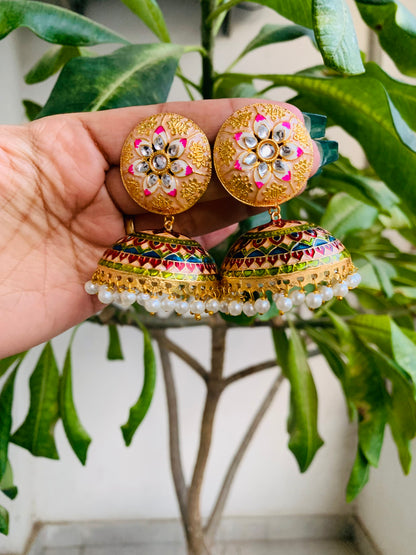 Meenakari Stud Jhumkas