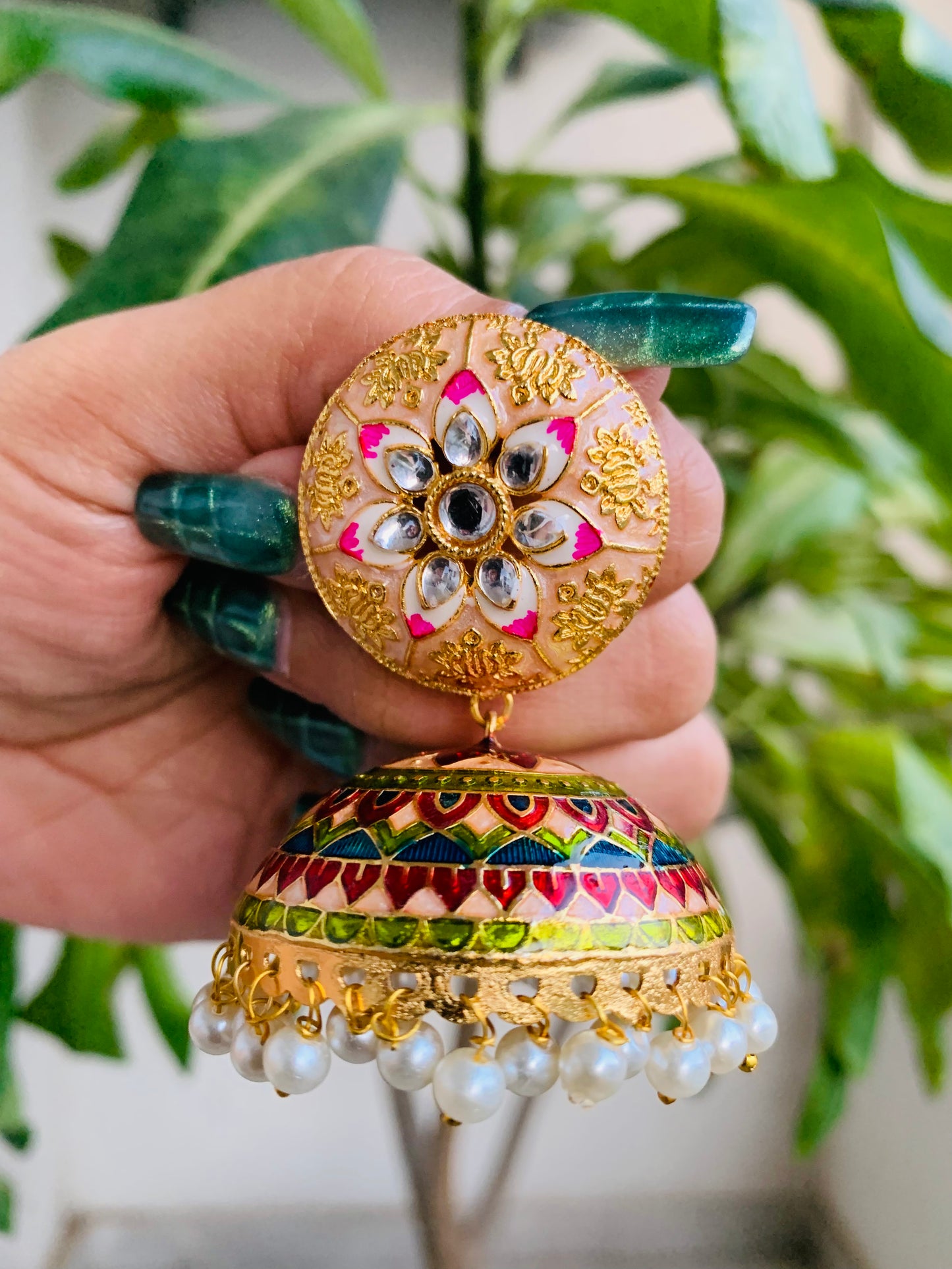 Meenakari Stud Jhumkas