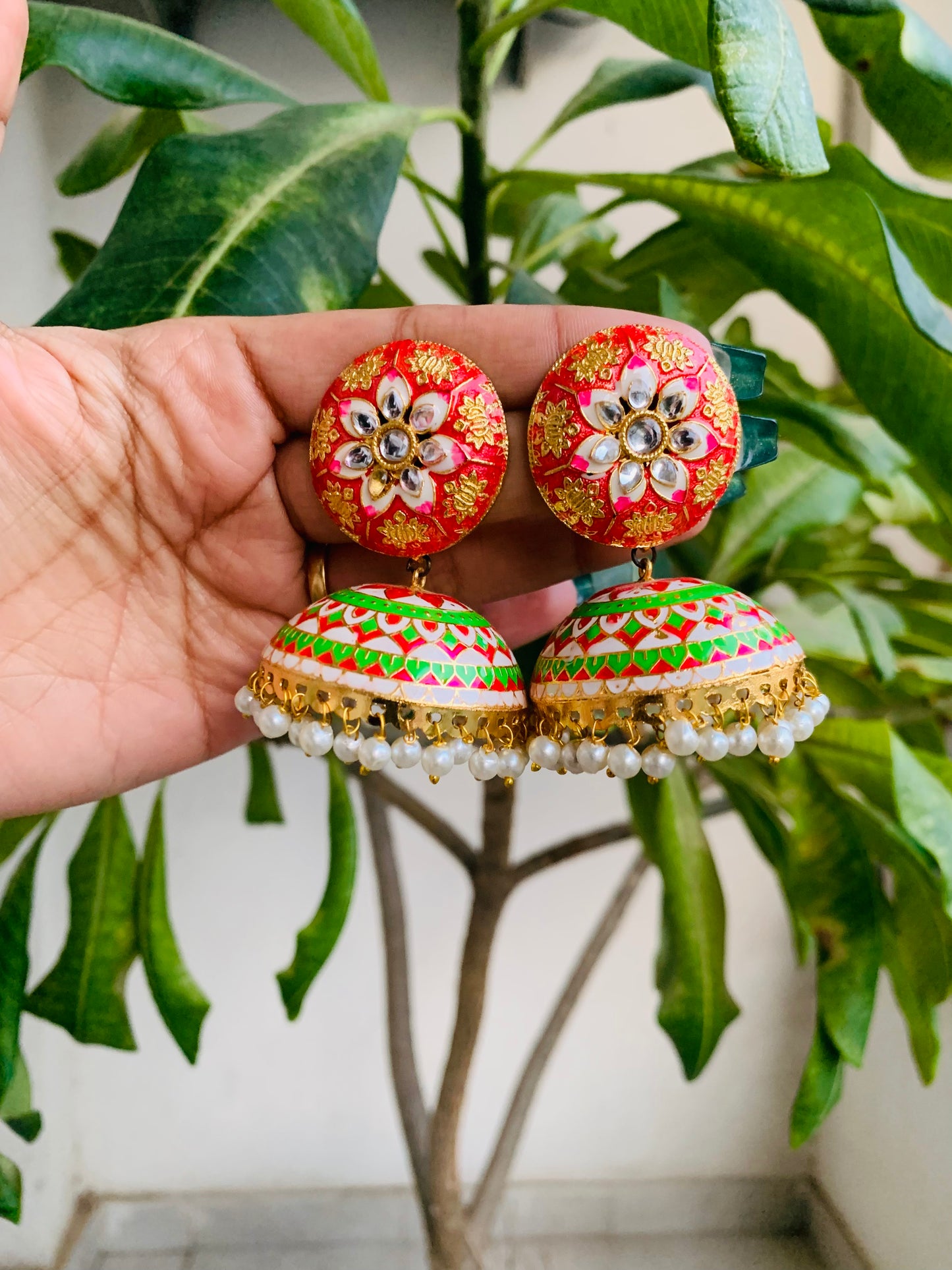 Meenakari Stud Jhumkas