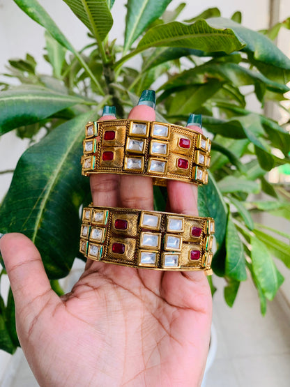 Kundan and Natural Stone Bangles