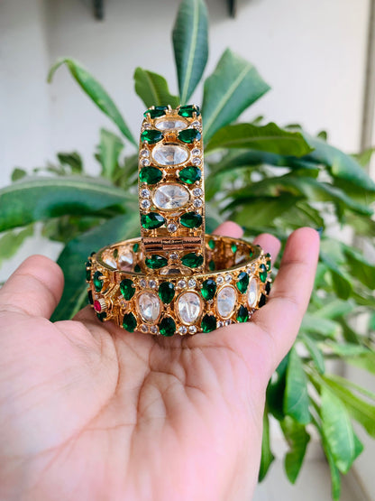 Emerald Green Golden Bangles