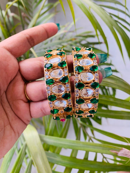 Emerald Green Golden Bangles