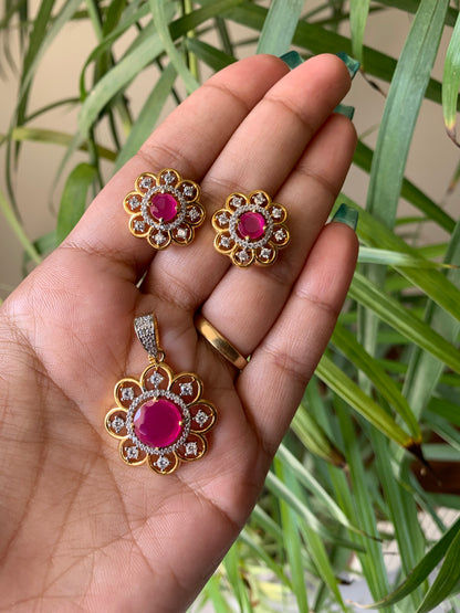 Golden Ruby Pendant Set