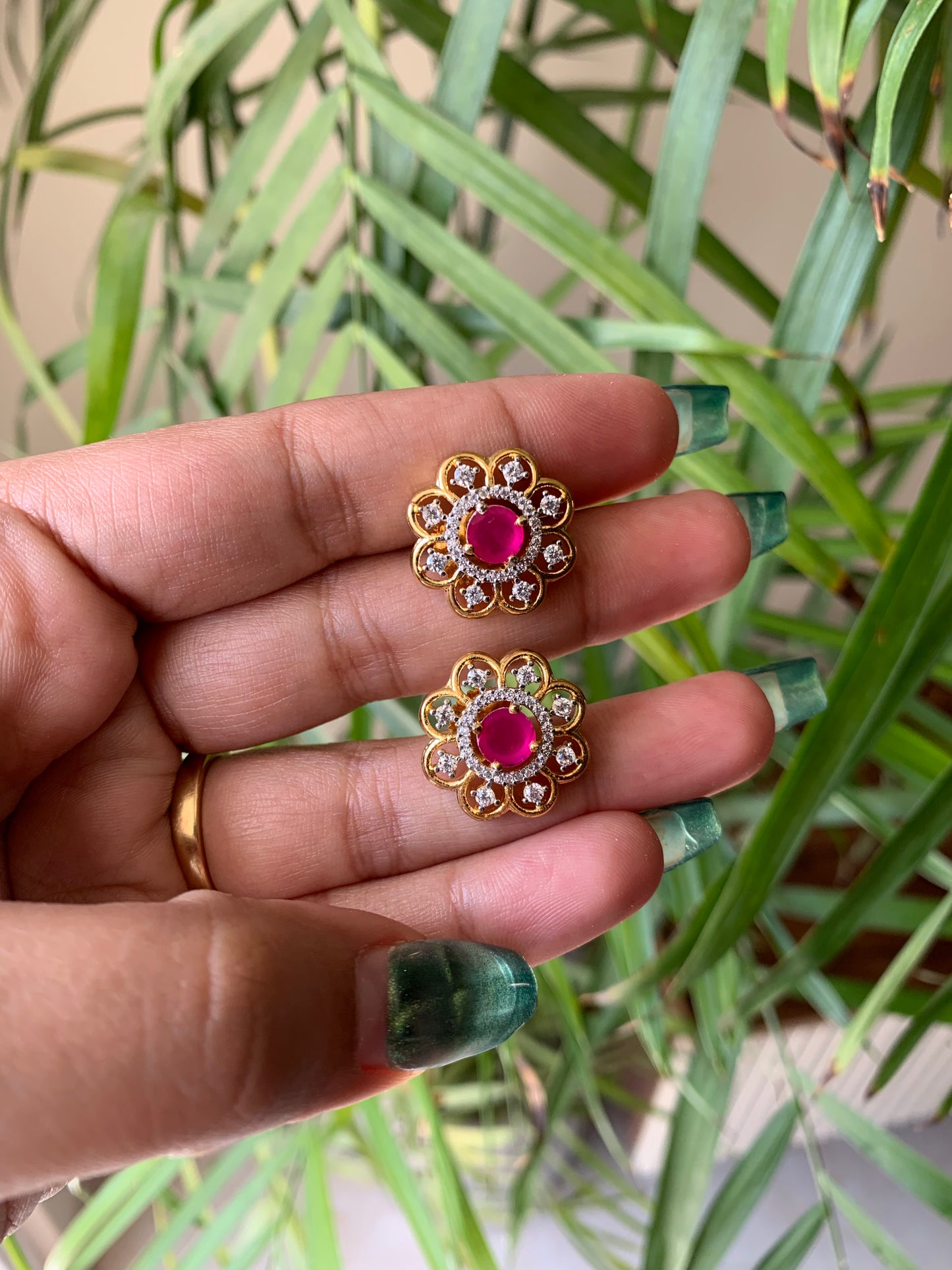 Golden Ruby Pendant Set