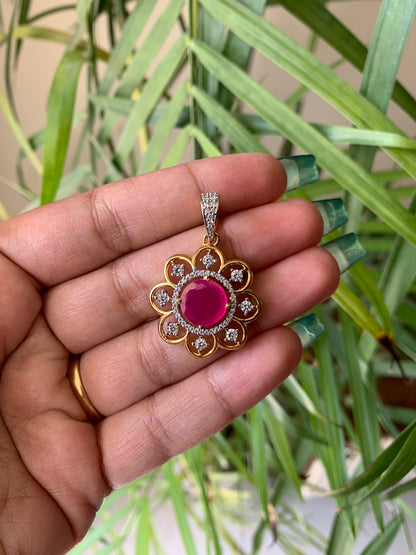 Golden Ruby Pendant Set