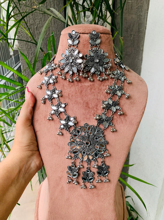 Mirror Necklace with Earrings