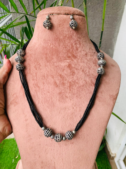 Black Oxidized Necklace with Earrings