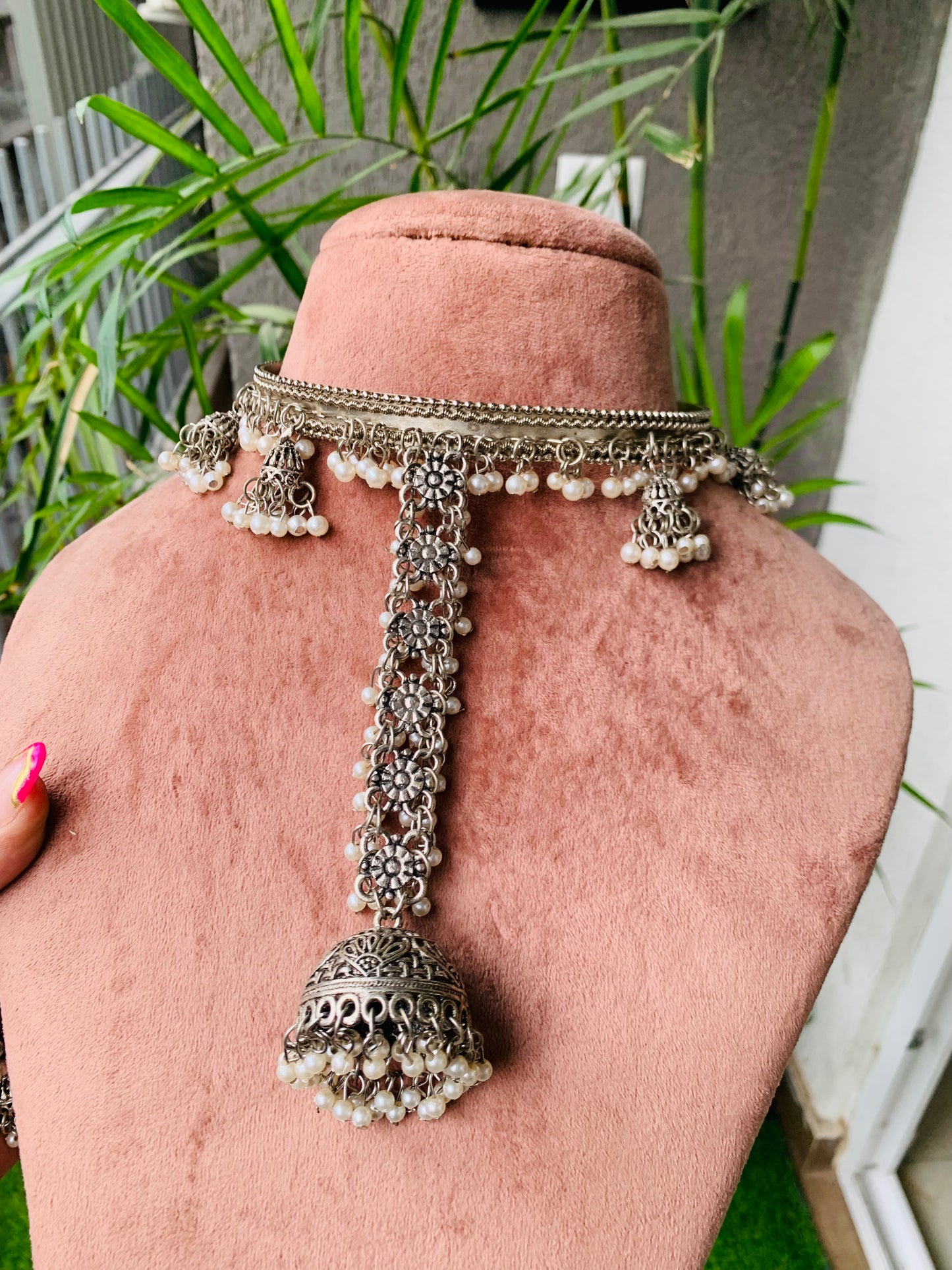 Jhumka Pearls Choker Set