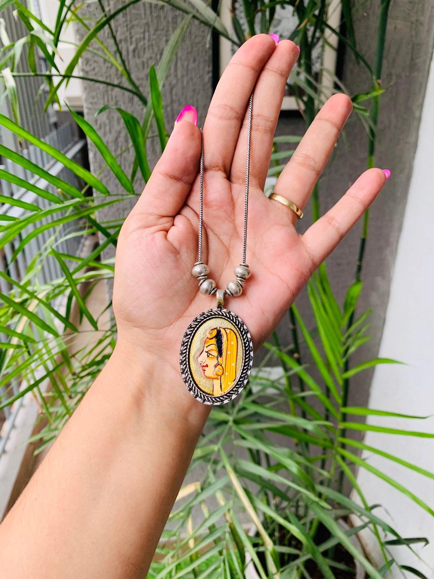 Hand Painted Necklace with Earrings