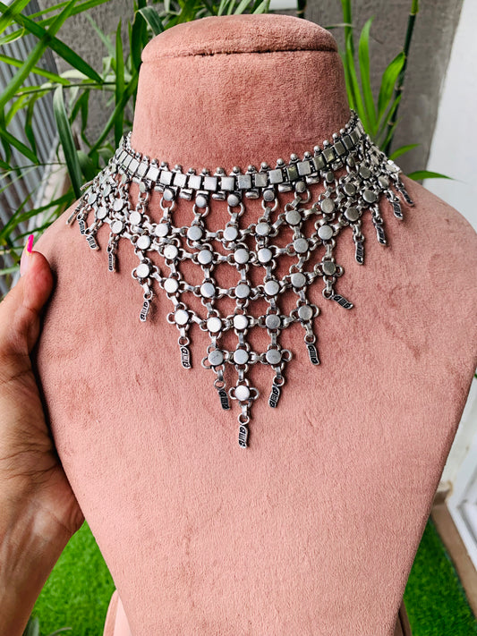 Triangle Shaped Oxidised Choker