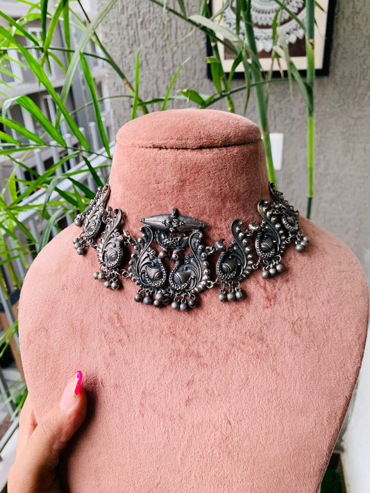 Peacock Oxidized Choker