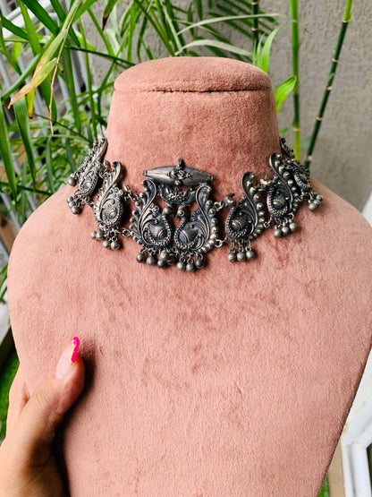 Peacock Oxidized Choker