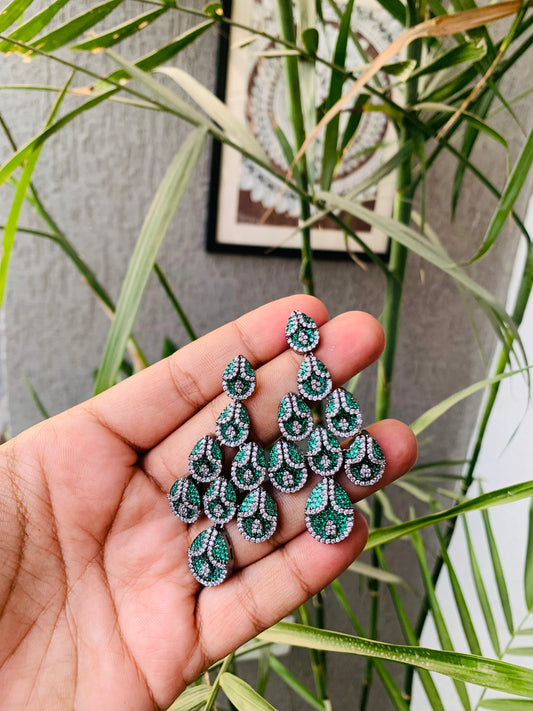 Micro American Diamonds Emerald Green Dangler