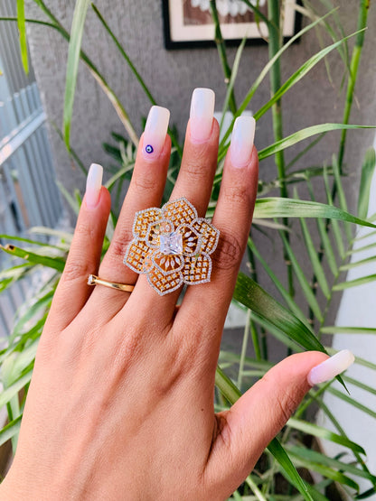 Dual Tone American Diamonds Ring