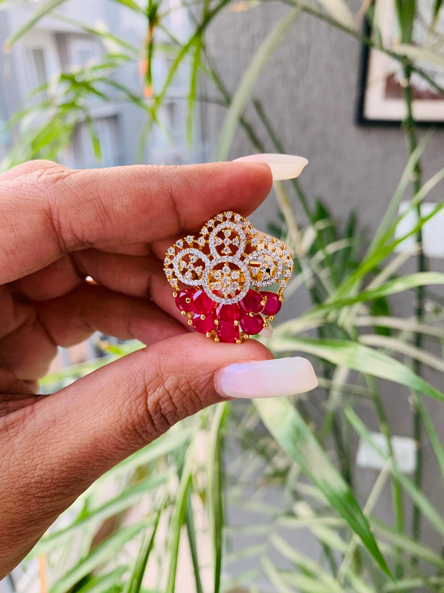 Golden Unique Flower Ring