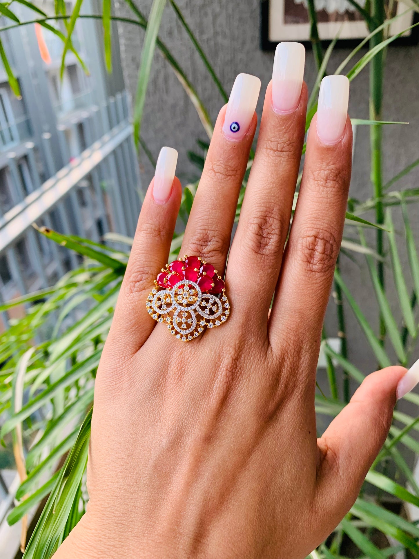 Golden Unique Flower Ring