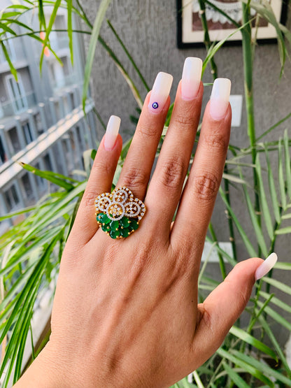 Golden Unique Flower Ring