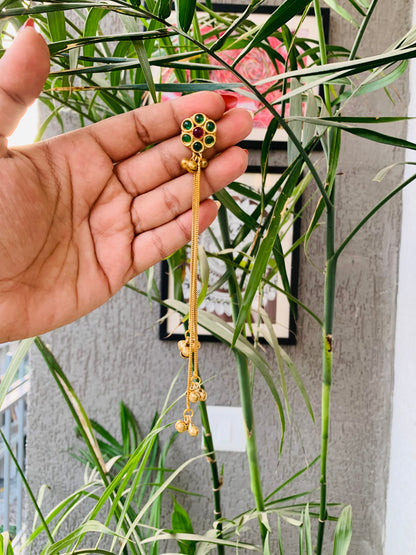 Kashmiri Long Golden Ghungroo Earrings