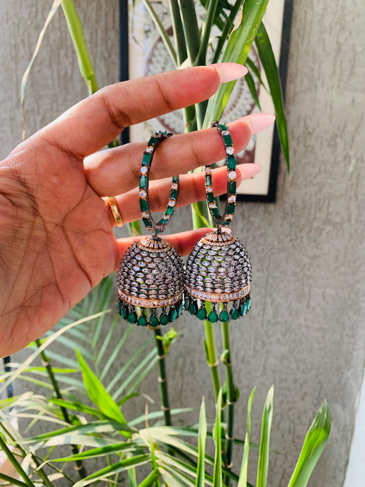 Emerald Green Big Baali Jhumka