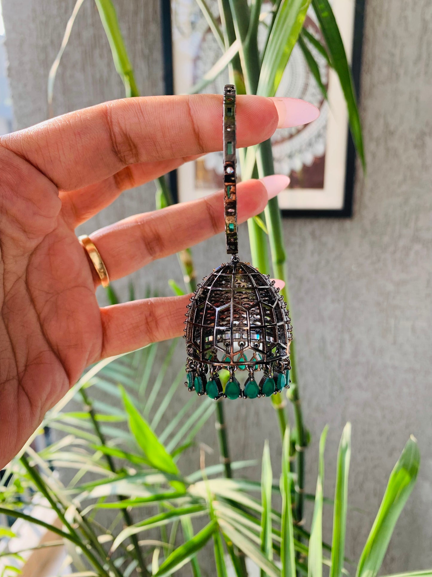 Emerald Green Big Baali Jhumka