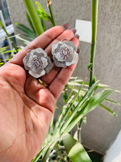 Rose Shaped White Victorian Stud