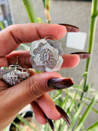 Rose Shaped White Victorian Stud