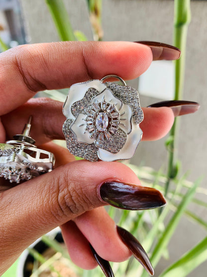 Rose Shaped White Victorian Stud