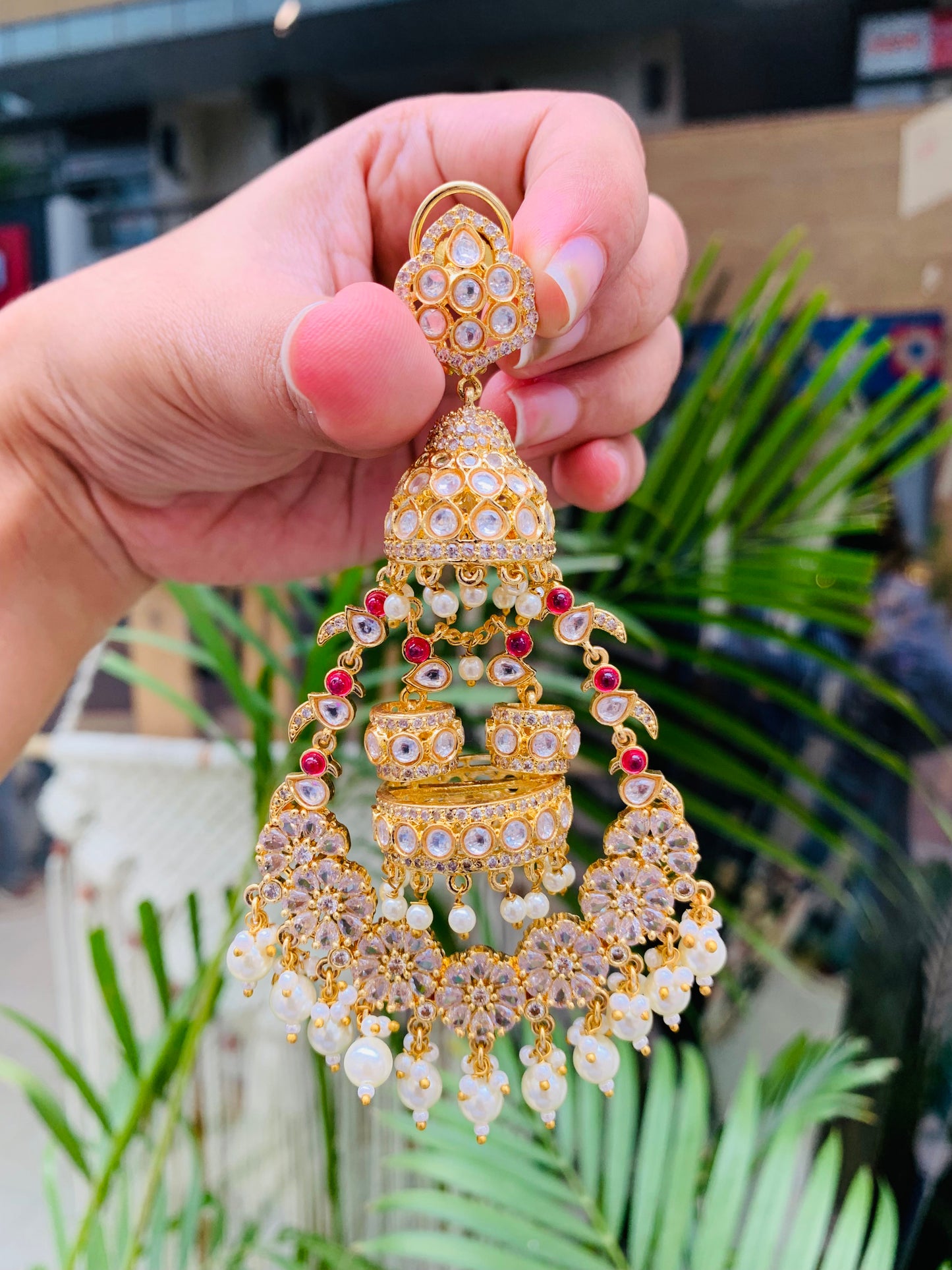 Golden Jhumar earrings