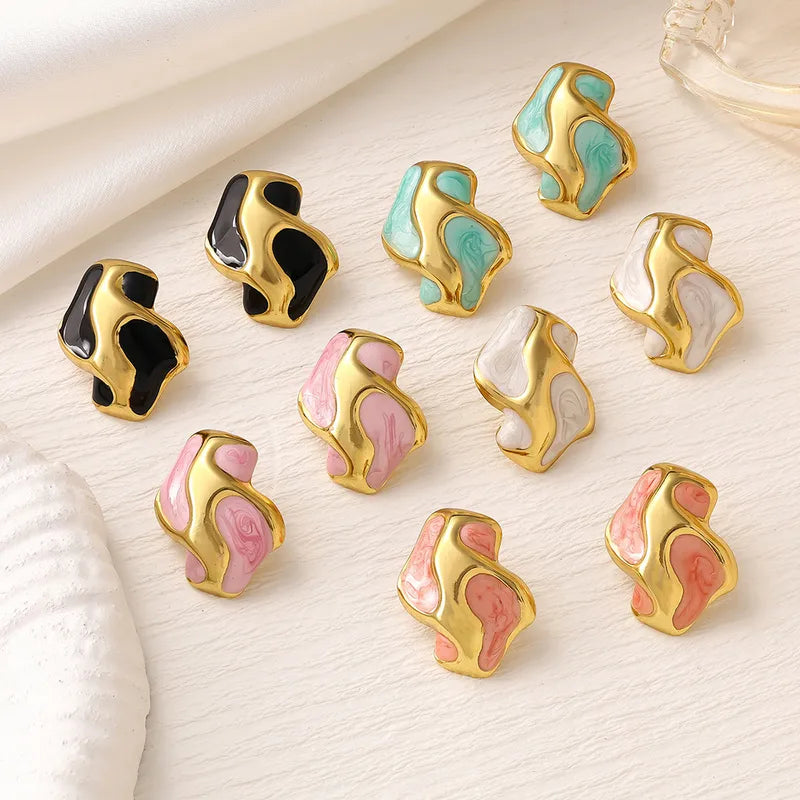 Anti Tarnish Irregular Stainless Steel 304 Earrings Drop Oil Polish Surface Casual Minimalist Style For Women Suitable For All Seasons