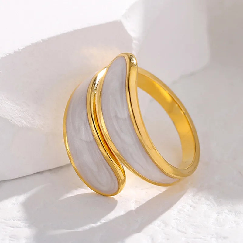 PVD Coated Real Gold Plated 18K Gold Geometric Shape 304 Stainless Steel Elegant Retro Waterproof Non Tarnish Open Rings