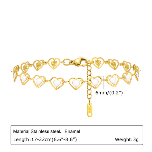 Enamel Heart Charm Bracelet