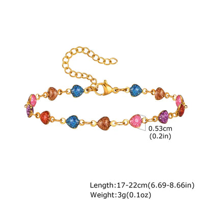 Anti Tarnish Heart Charm Bracelet