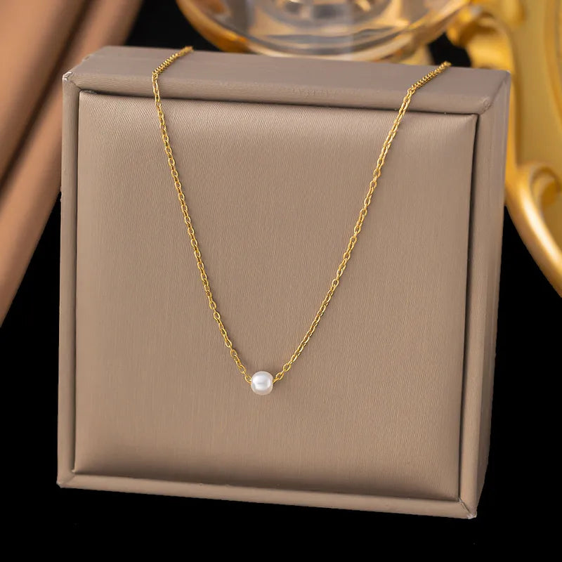 Anti Tarnish Aura Pearl Necklace