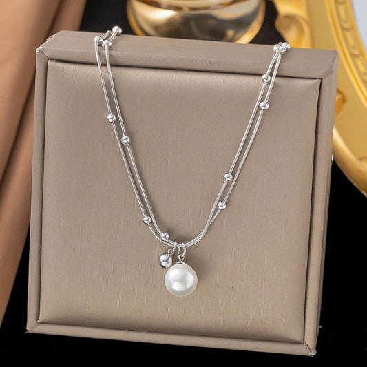 Pearl Drop Layered Necklace