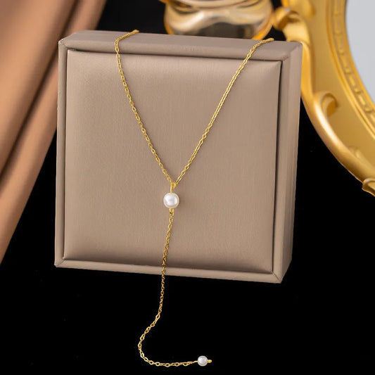 Pearl Drop Y Necklace